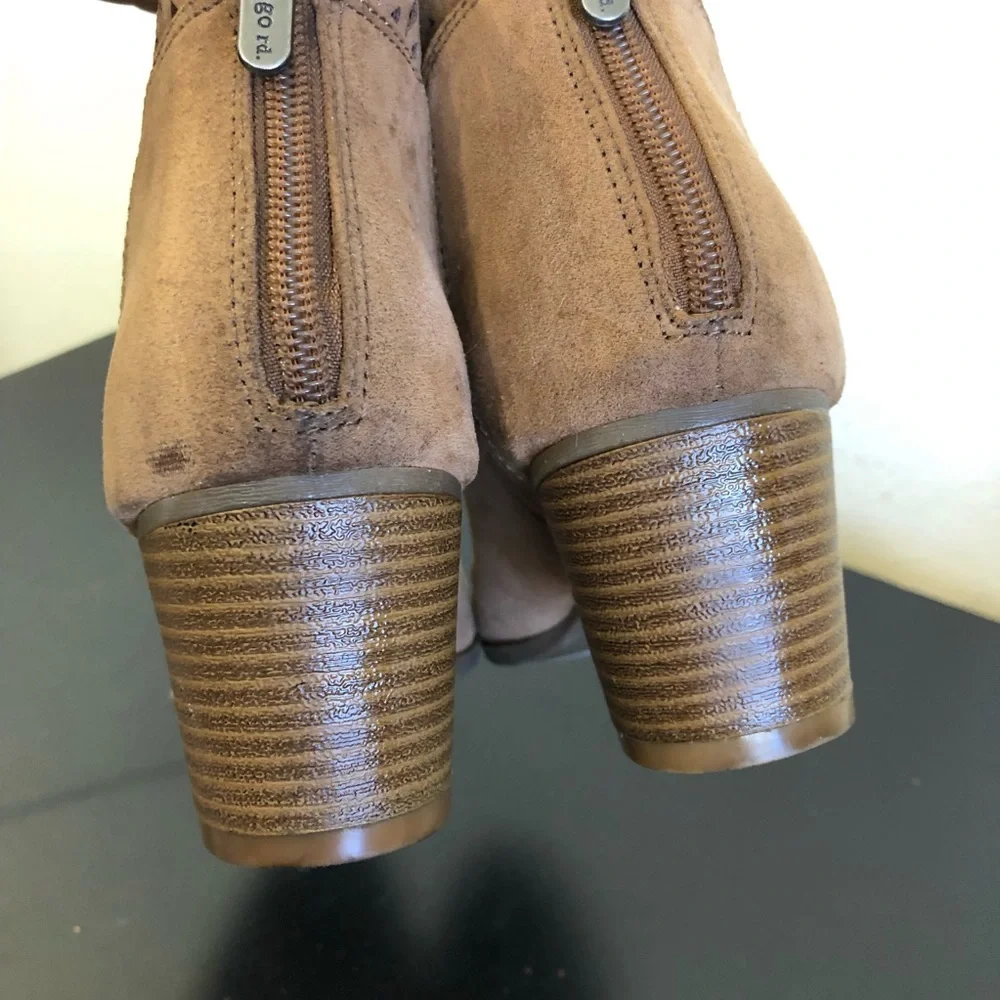 Indigo Rd Brown Faux Suede Cut Out Ankle Boots